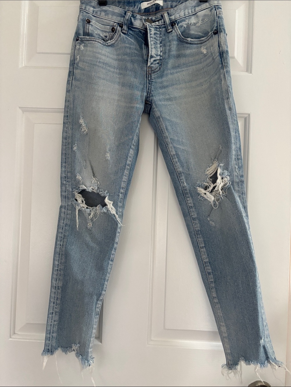 Moussy Light Blue Distressed Skinny Jeans